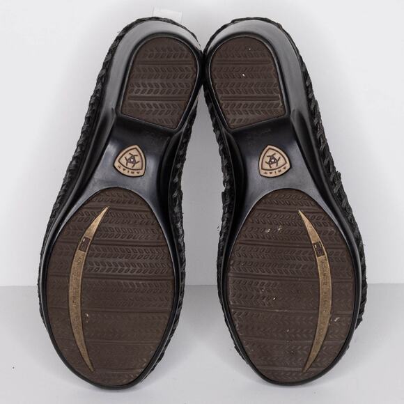 Ariat Women's Peep Toe Sandals Leather Slip On Western Black Size 5.5 5.5B | AR - Picture 5 of 6